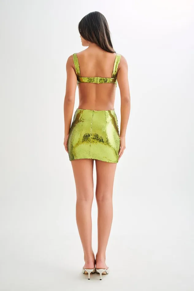 Women Meshki Dresses Adoria Sequin Cut Out Mini Dress 8211 Green