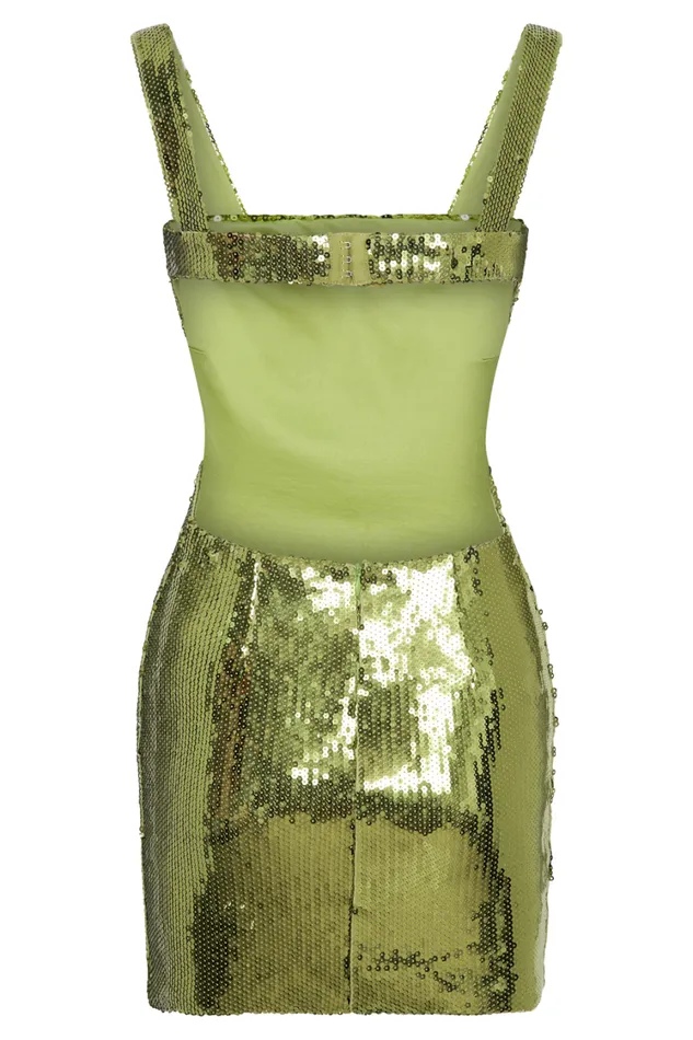 Women Meshki Dresses Adoria Sequin Cut Out Mini Dress 8211 Green