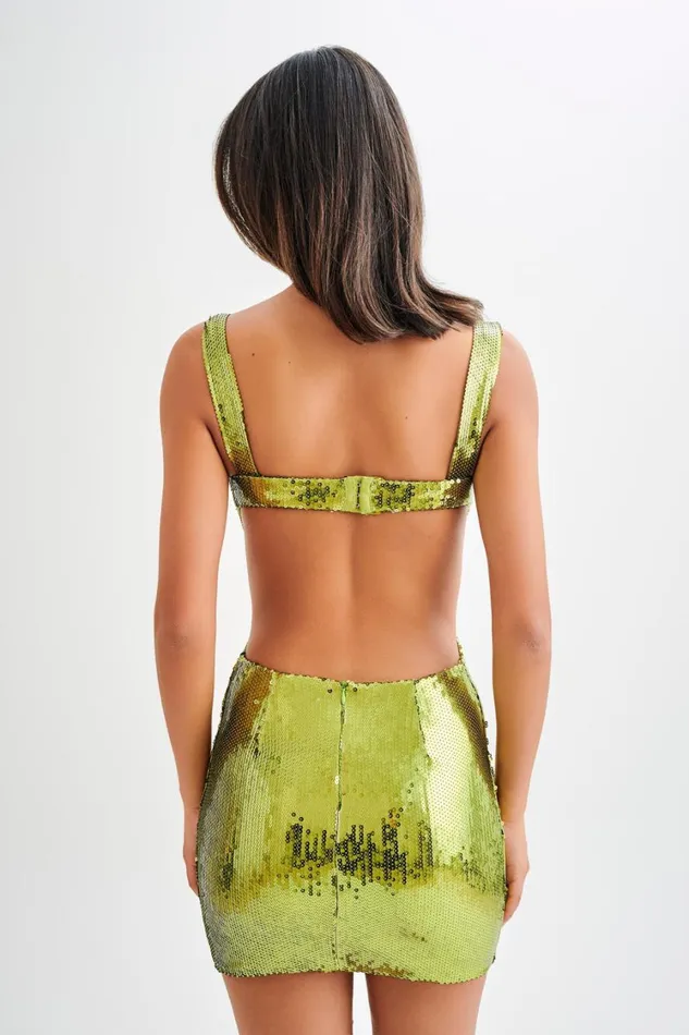 Women Meshki Dresses Adoria Sequin Cut Out Mini Dress 8211 Green