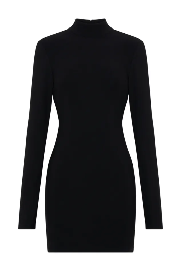 Women Meshki Dresses Agatha Crepe Pearl Mini Dress 8211 Black