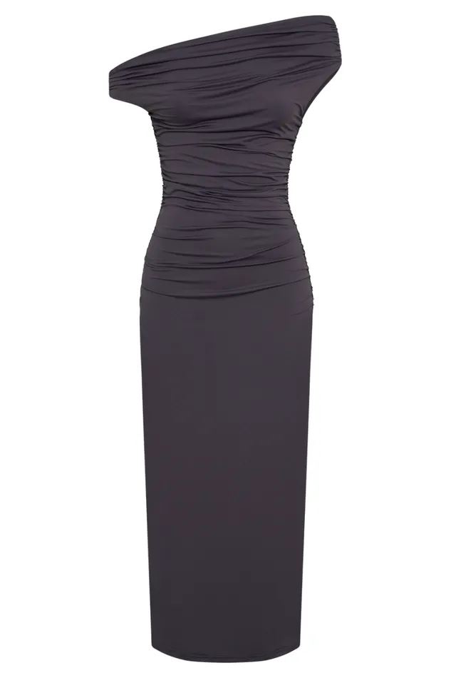 Women Meshki Dresses Alayna Recycled Nylon Midi Dress 8211 Charcoal