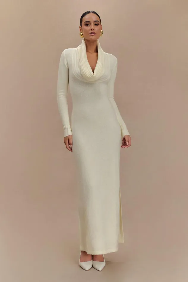 Women Meshki Dresses Alessandra Reversible Knit Maxi Dress 8211 Ivory Marle