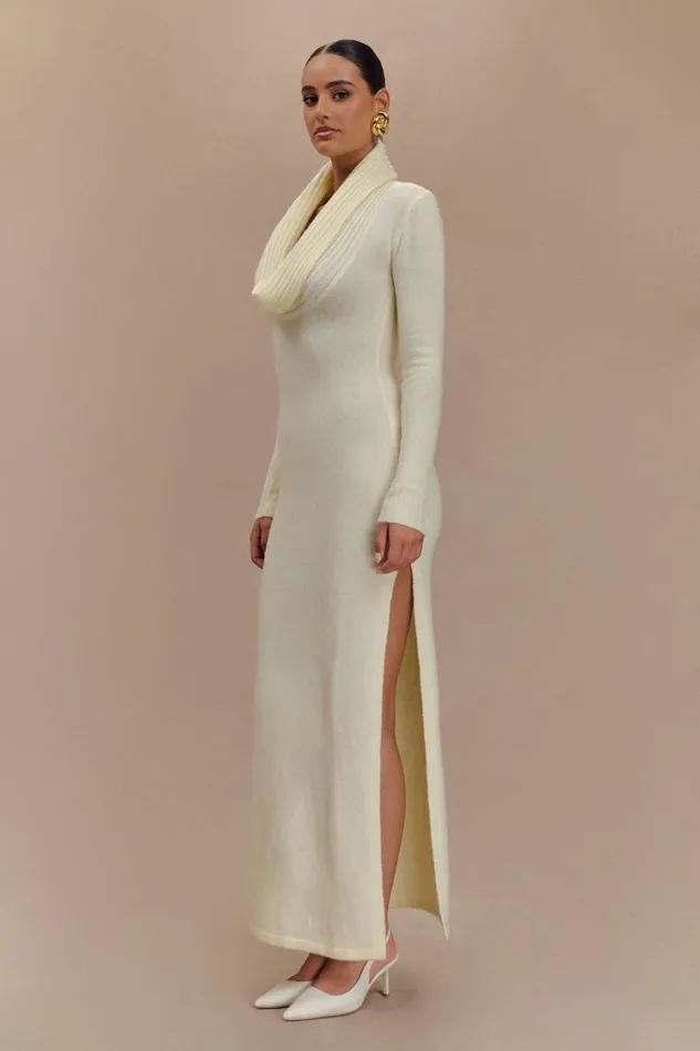 Women Meshki Dresses Alessandra Reversible Knit Maxi Dress 8211 Ivory Marle