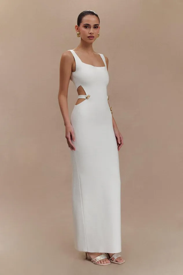 Women Meshki Dresses Alysanne Cut Out Knit Maxi Dress 8211 White