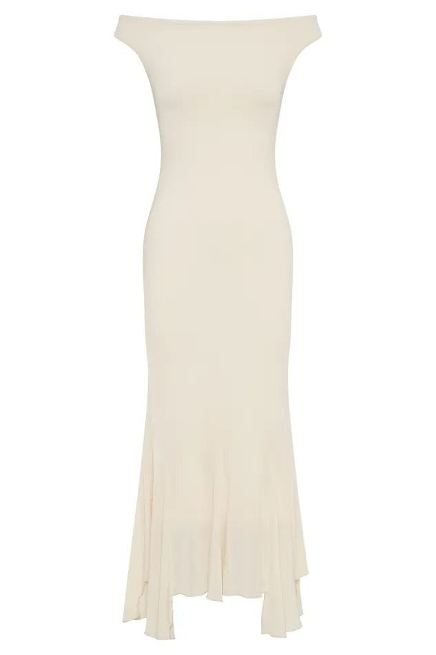 Women Meshki Dresses Analina Slinky Handkerchief Midi Dress 8211 Lemon Sherbet