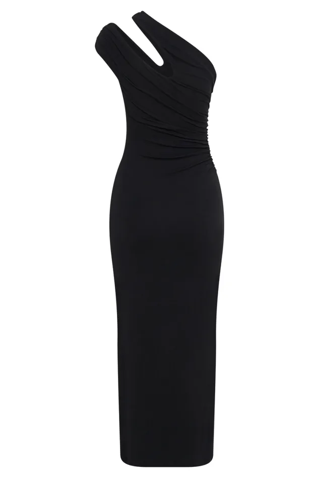 Women Meshki Dresses Anastasia One Shoulder Modal Midi Dress 8211 Black