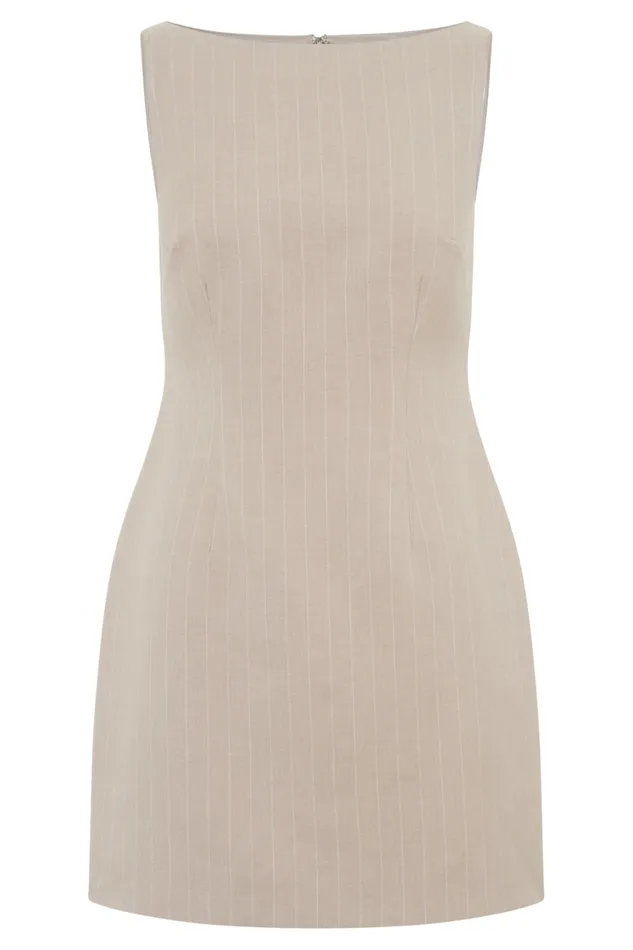 Women Meshki Dresses Angela Suiting Mini Dress 8211 Taupe Pinstripe