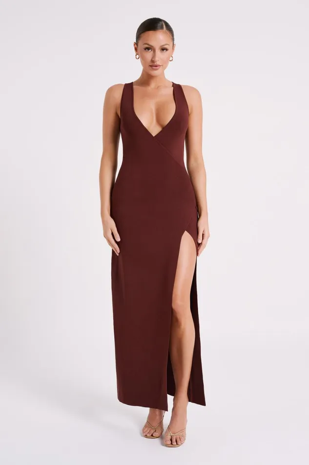 Women Meshki Dresses Araminta Knit Maxi Dress 8211 Dark Chocolate