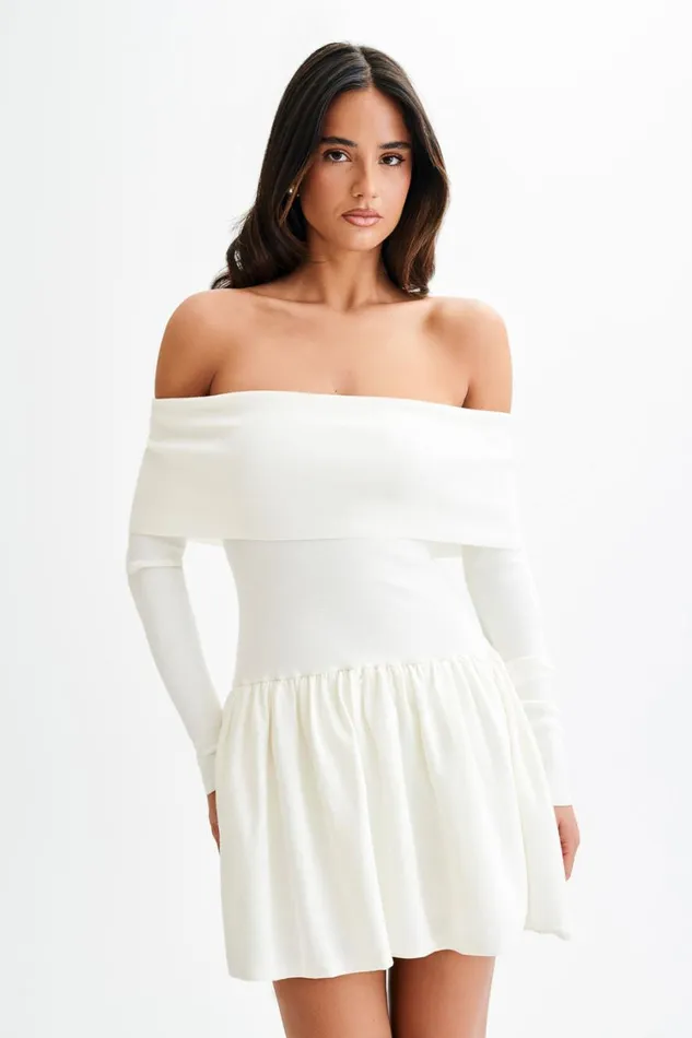 Women Meshki Dresses Atlanta Long Sleeve Mini Dress 8211 Ivory