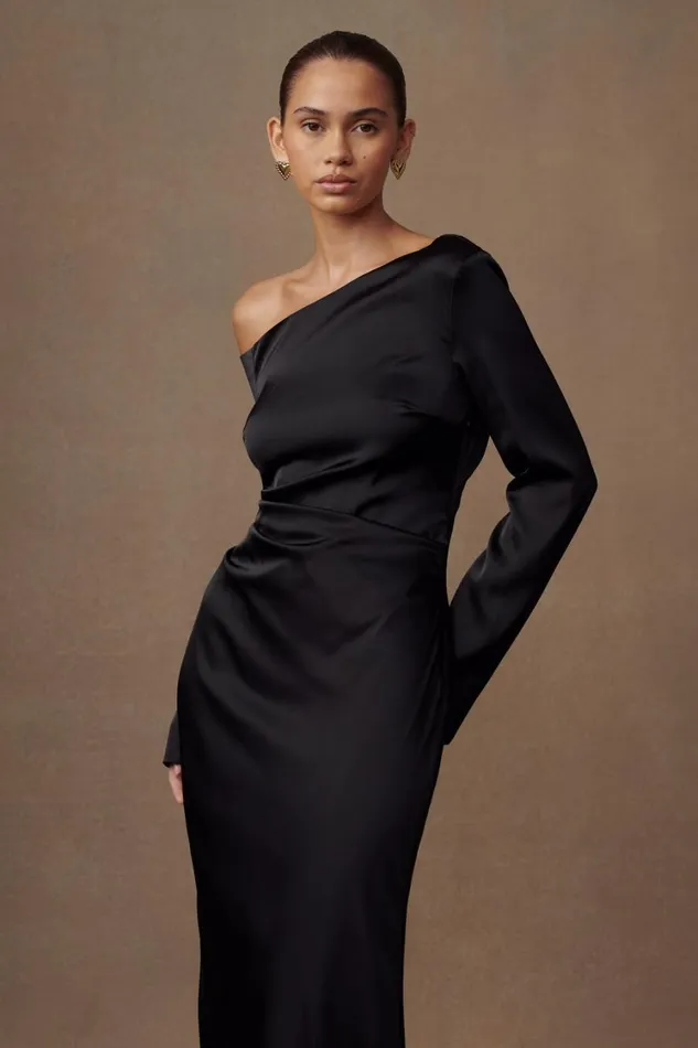 Women Meshki Dresses Avery Long Sleeve Maxi Dress 8211 Black