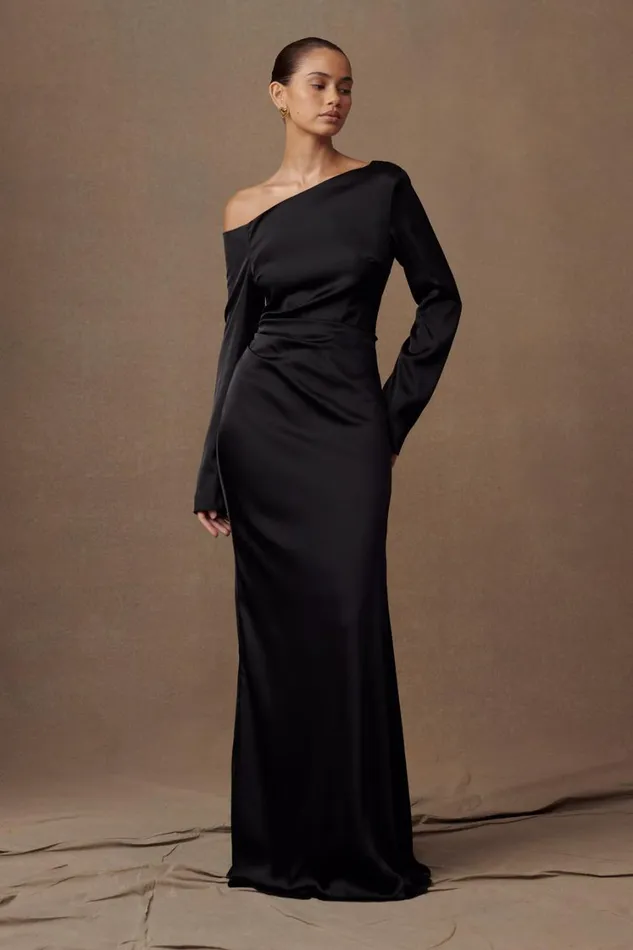 Women Meshki Dresses Avery Long Sleeve Maxi Dress 8211 Black