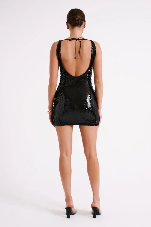 Women Meshki Dresses Ayla Sequin Mini Dress 8211 Black