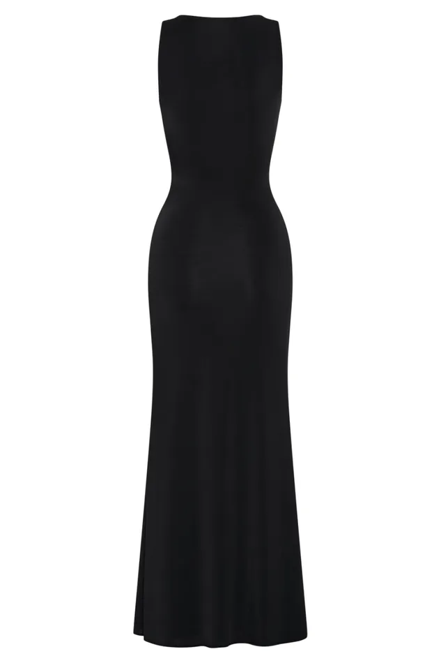 Women Meshki Dresses Beck Plunge Maxi Dress With Floral Hardware 8211 Black