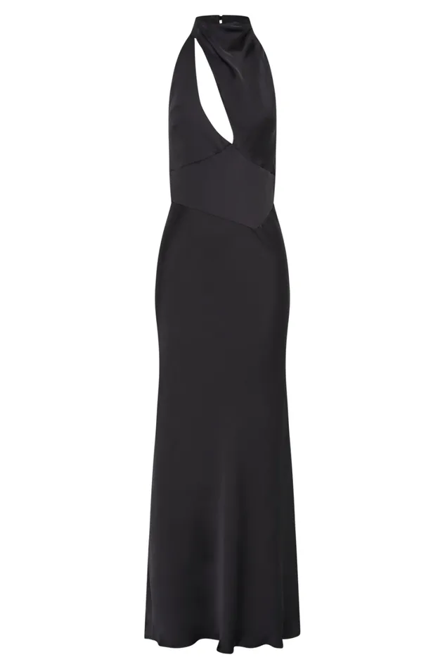 Women Meshki Dresses Belladonna Satin Halter Maxi Dress 8211 Black