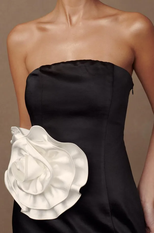 Women Meshki Dresses Bernadette Strapless Rose Mini Dress 8211 Black