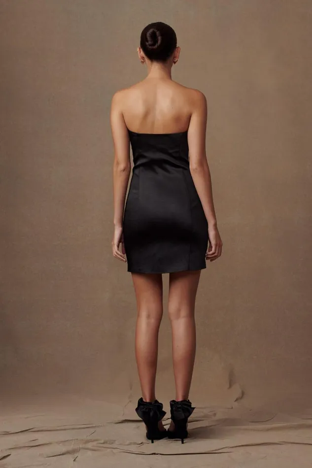 Women Meshki Dresses Bernadette Strapless Rose Mini Dress 8211 Black