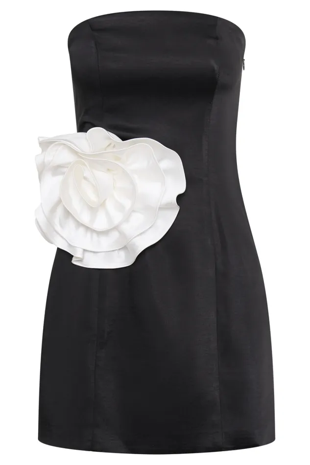 Women Meshki Dresses Bernadette Strapless Rose Mini Dress 8211 Black