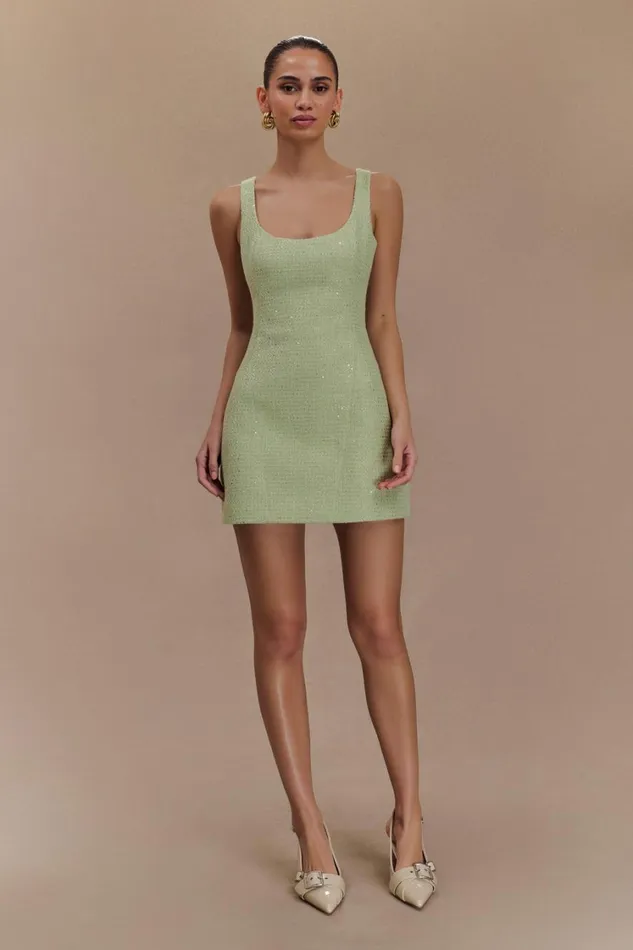Women Meshki Dresses Beth Tweed Mini Dress 8211 Pastel Green