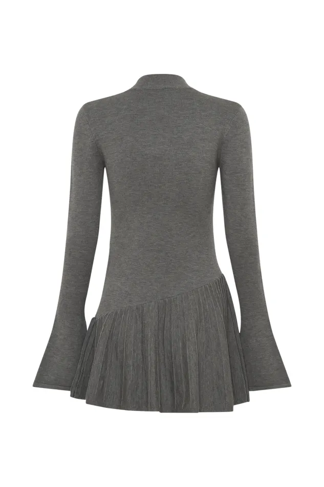 Women Meshki Dresses Blair Knit Mini Dress With Pleats 8211 Charcoal