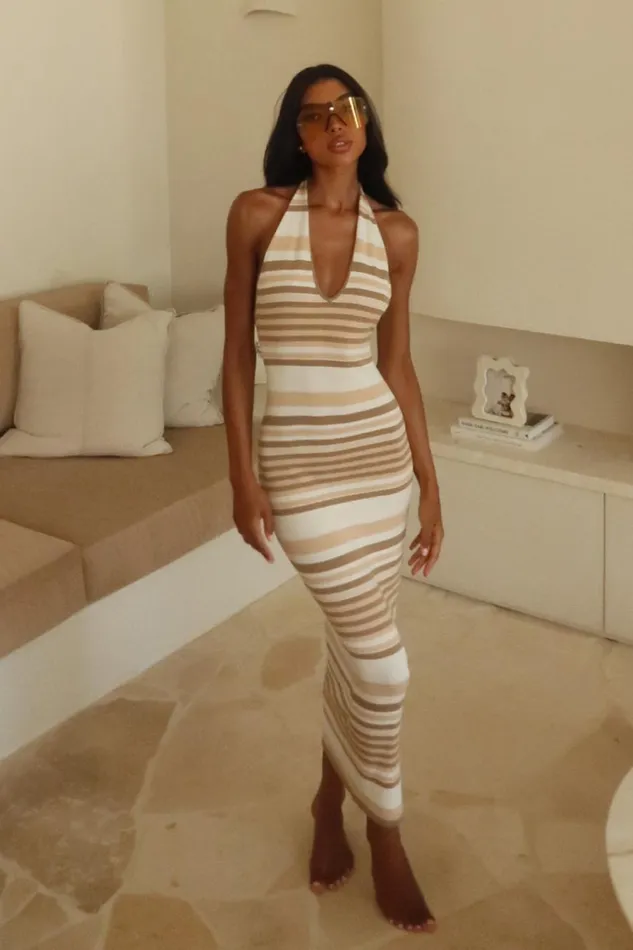 Women Meshki Dresses Brienne Stripe Maxi Dress 8211 Cream