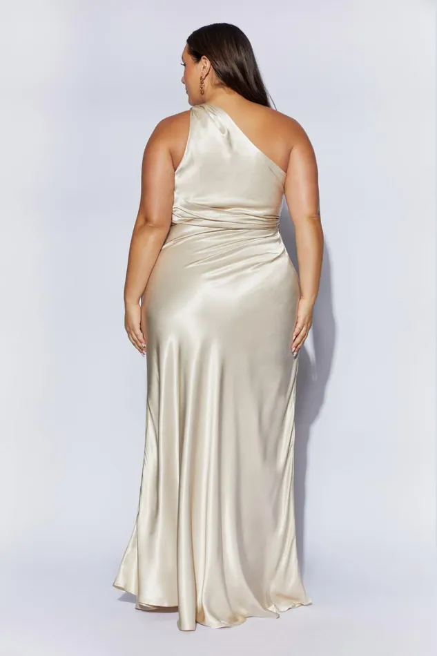 Women Meshki Dresses Calliope One Shoulder Maxi Dress 8211 Champagne