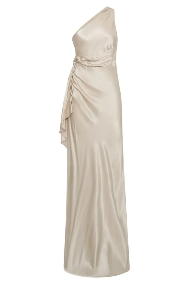 Women Meshki Dresses Calliope One Shoulder Maxi Dress 8211 Champagne