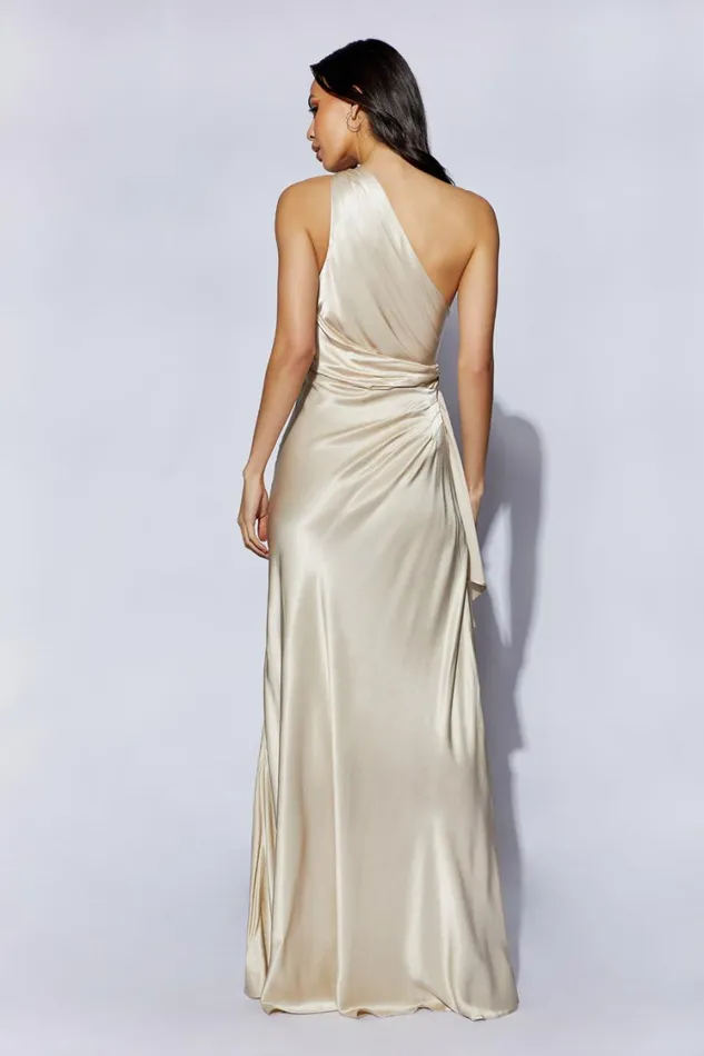 Women Meshki Dresses Calliope One Shoulder Maxi Dress 8211 Champagne