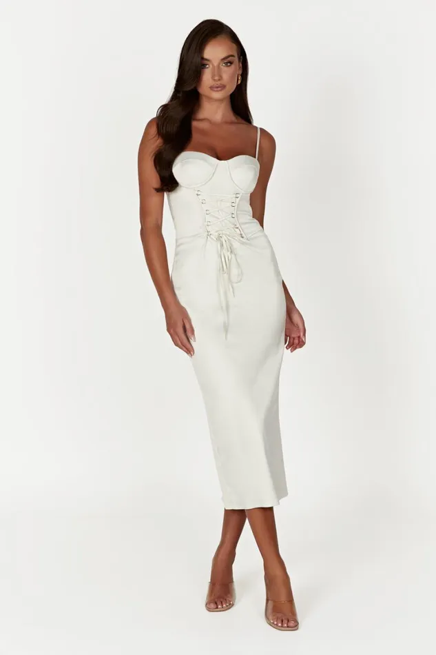 Women Meshki Dresses Camelia Corset Midi Dress 8211 Ivory