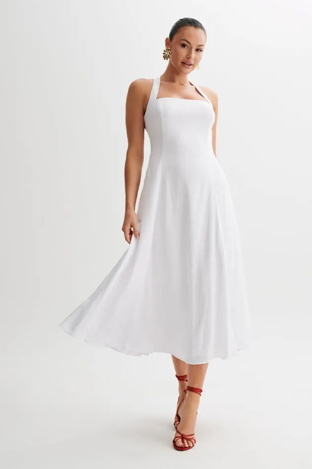 Women Meshki Dresses Carabella Cross Back Midi Dress 8211 White