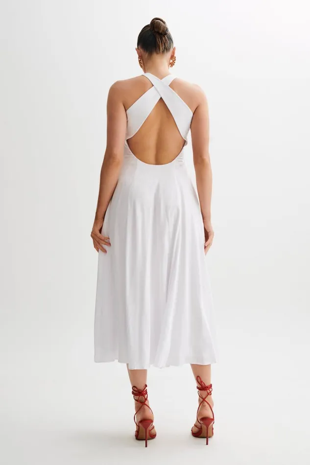 Women Meshki Dresses Carabella Cross Back Midi Dress 8211 White