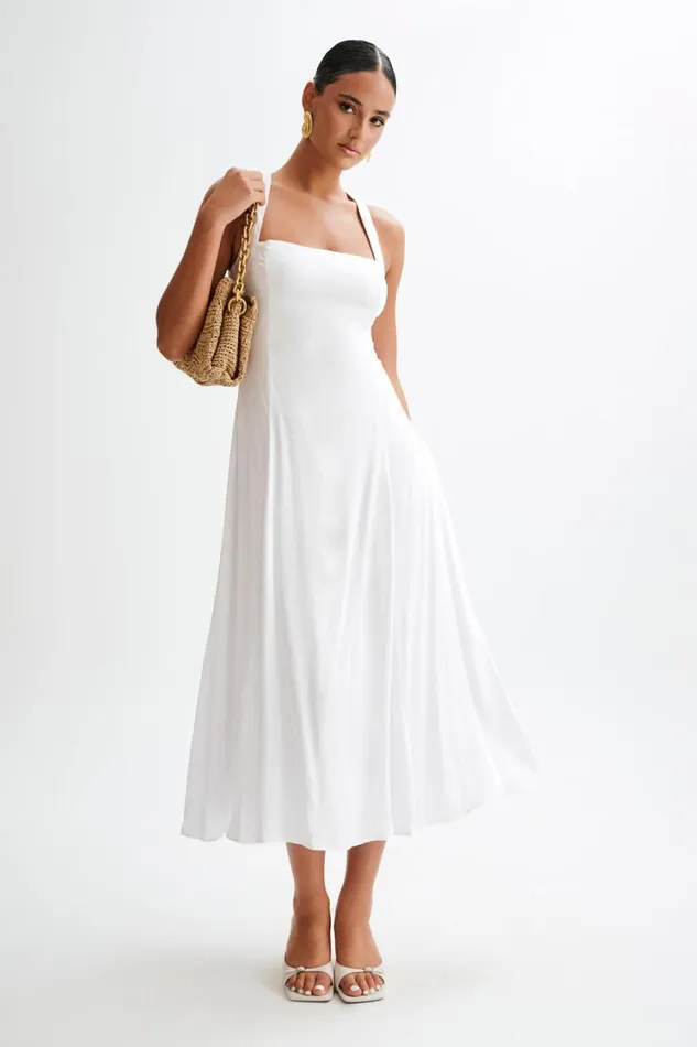 Women Meshki Dresses Carabella Cross Back Midi Dress 8211 White