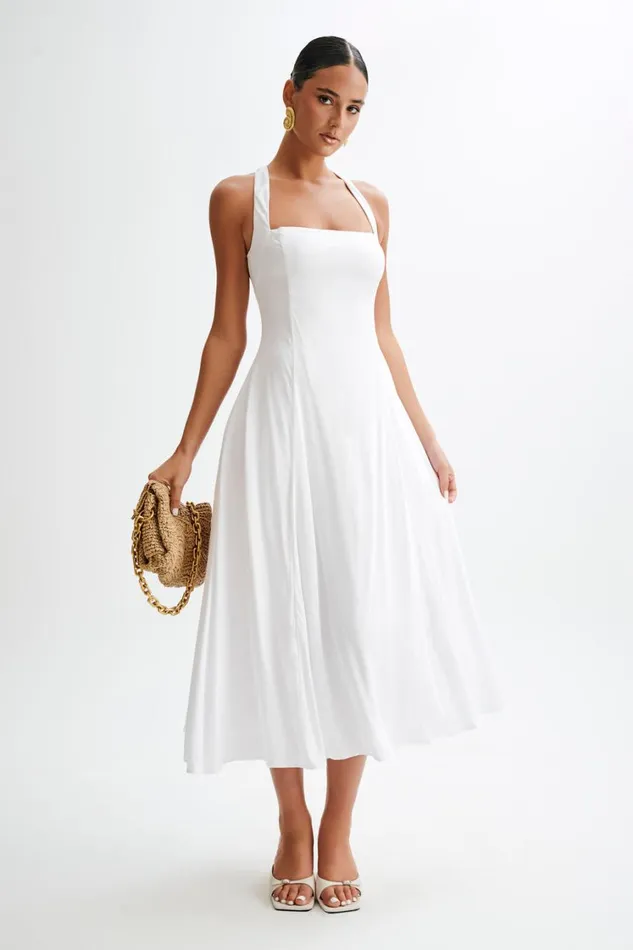 Women Meshki Dresses Carabella Cross Back Midi Dress 8211 White