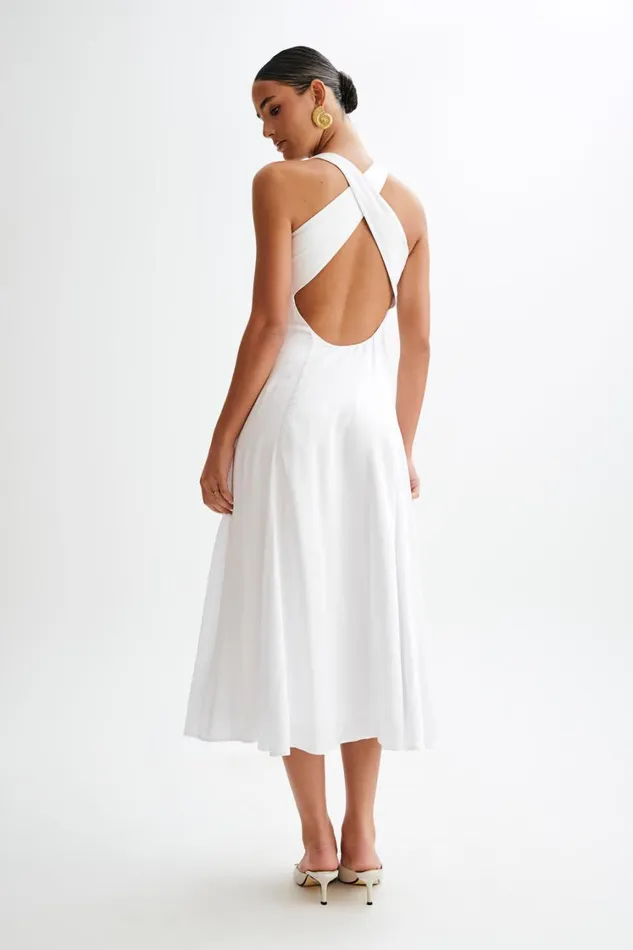 Women Meshki Dresses Carabella Cross Back Midi Dress 8211 White