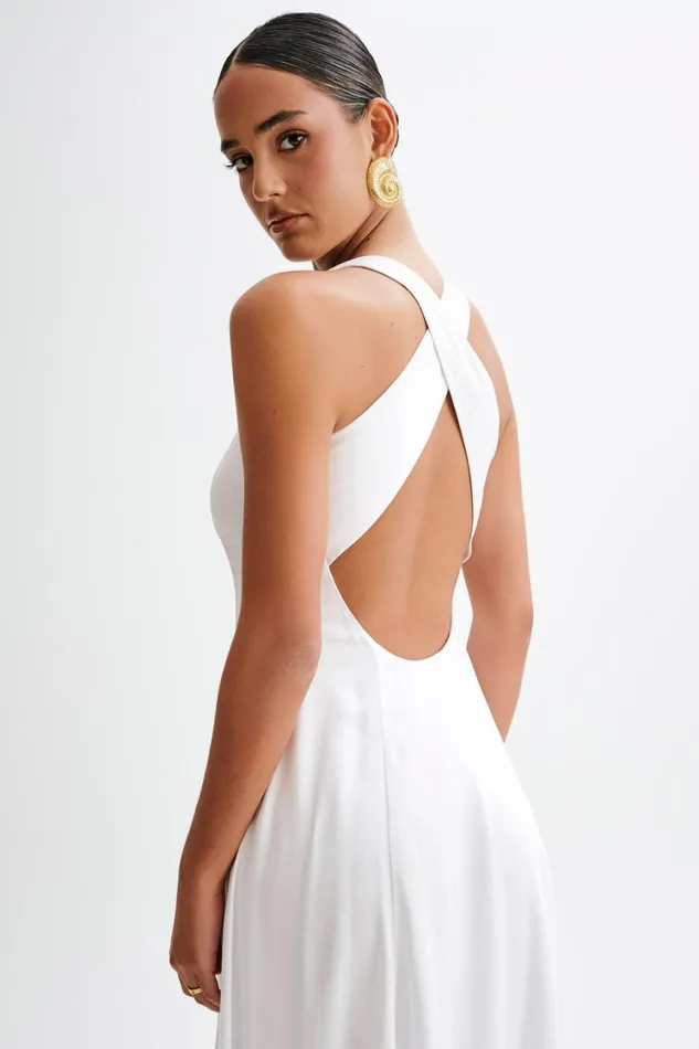 Women Meshki Dresses Carabella Cross Back Midi Dress 8211 White
