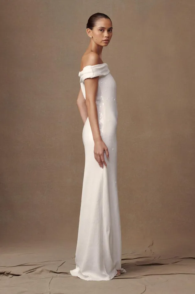 Women Meshki Dresses Catarina Sequin Maxi Dress 8211 White