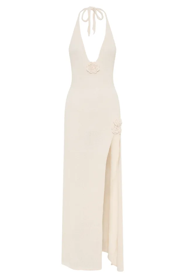 Women Meshki Dresses Cherie Knit Halter Maxi Dress 8211 Nude