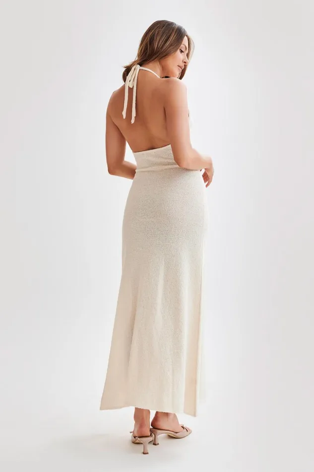 Women Meshki Dresses Cherie Knit Halter Maxi Dress 8211 Nude