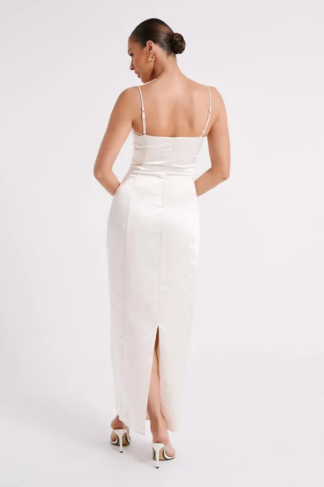 Women Meshki Dresses Chrisley Satin Maxi Dress With Split 8211 Ivory