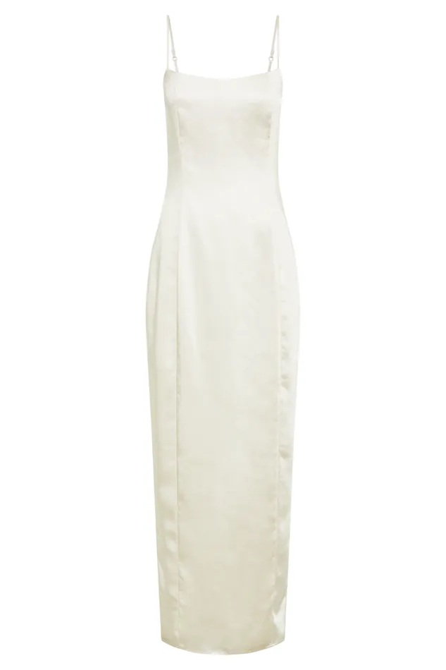 Women Meshki Dresses Chrisley Satin Maxi Dress With Split 8211 Ivory