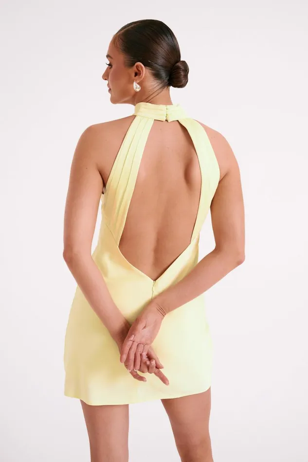 Women Meshki Dresses Claire Matte A Line Mini Dress 8211 Light Yellow