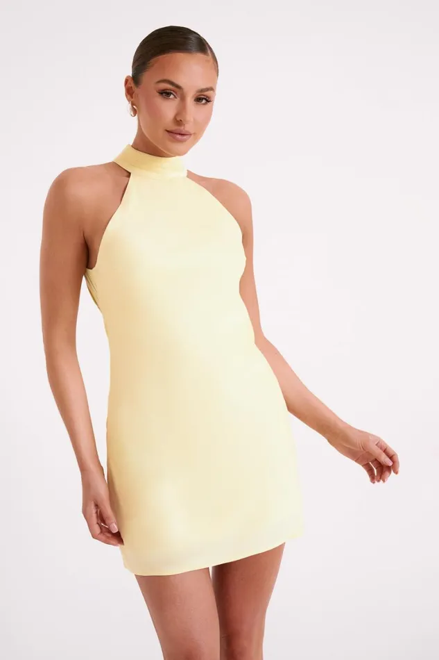 Women Meshki Dresses Claire Matte A Line Mini Dress 8211 Light Yellow