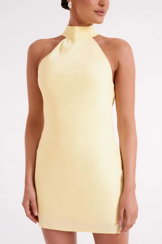 Women Meshki Dresses Claire Matte A Line Mini Dress 8211 Light Yellow