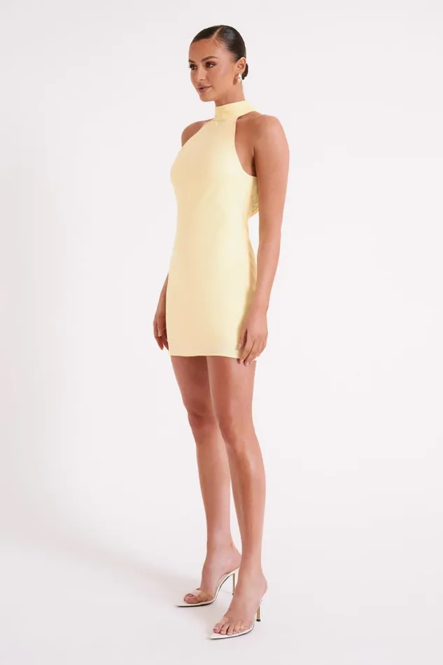 Women Meshki Dresses Claire Matte A Line Mini Dress 8211 Light Yellow