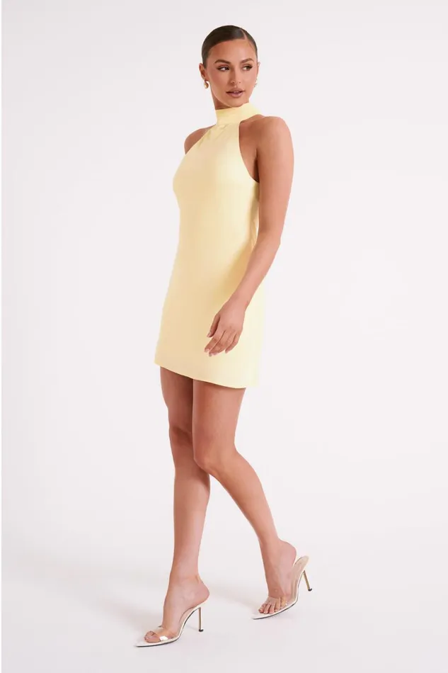 Women Meshki Dresses Claire Matte A Line Mini Dress 8211 Light Yellow