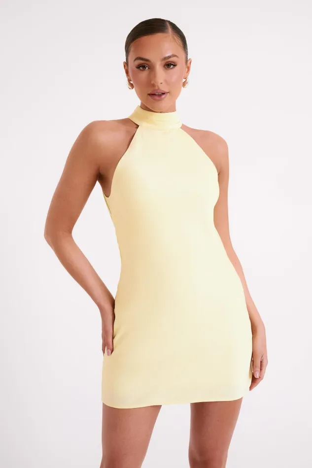 Women Meshki Dresses Claire Matte A Line Mini Dress 8211 Light Yellow