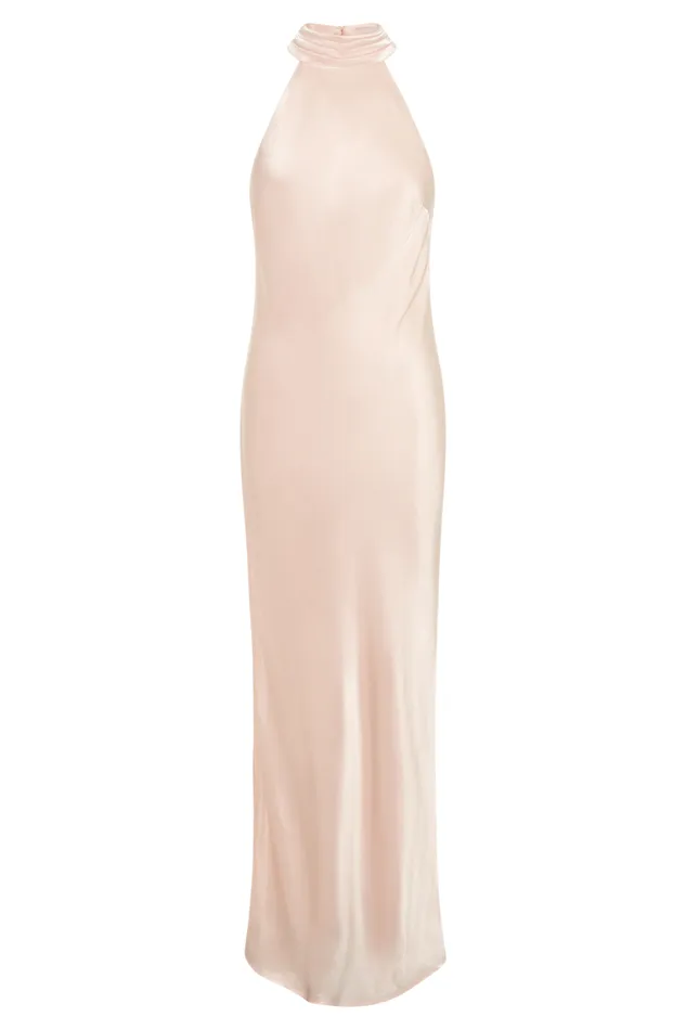 Women Meshki Dresses Claire Satin Drape Back Maxi Dress 8211 Rosewater