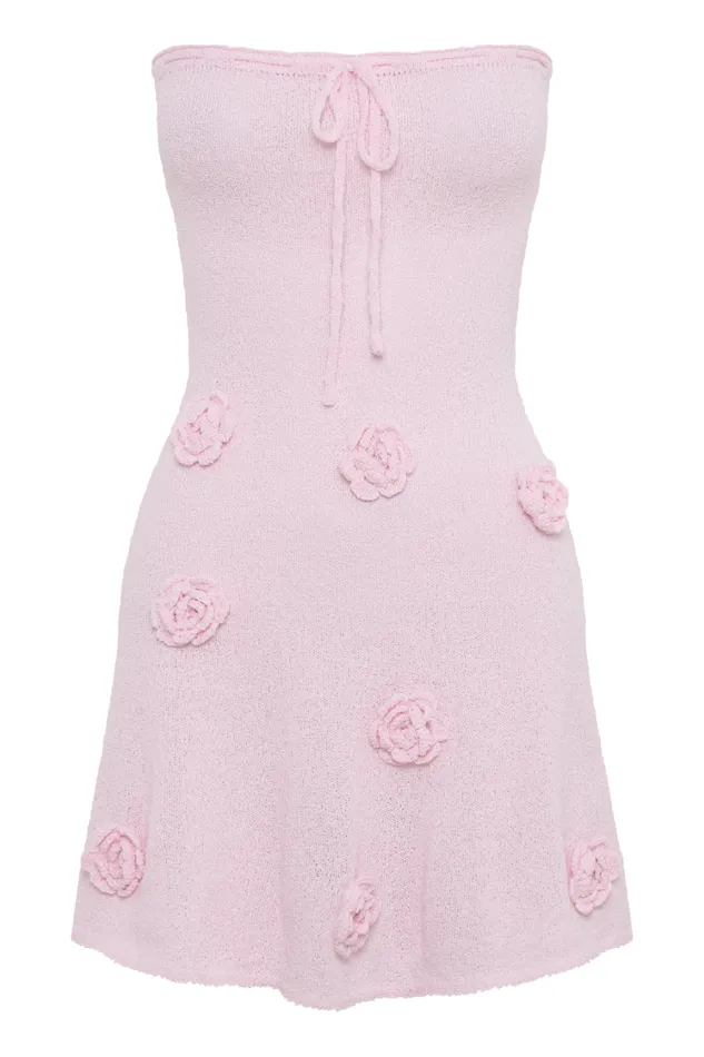 Women Meshki Dresses Connelly Strapless Knit Mini Dress 8211 Fairy Floss Pink