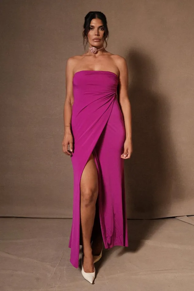 Women Meshki Dresses Cosima Slinky Strapless Maxi Dress 8211 Violet