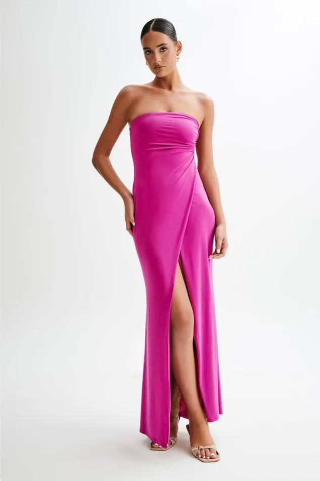 Women Meshki Dresses Cosima Slinky Strapless Maxi Dress 8211 Violet