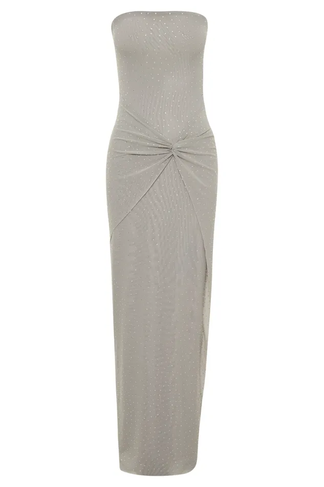 Women Meshki Dresses Crishelle Hot Fix Mesh Maxi Dress 8211 Gunmetal